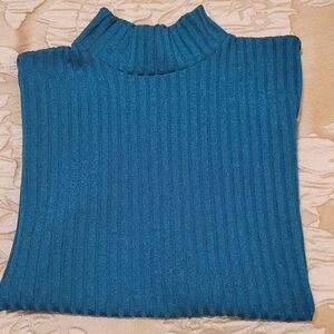 Willow Ridge Ribbed Cowl Neck Sweater in Teal